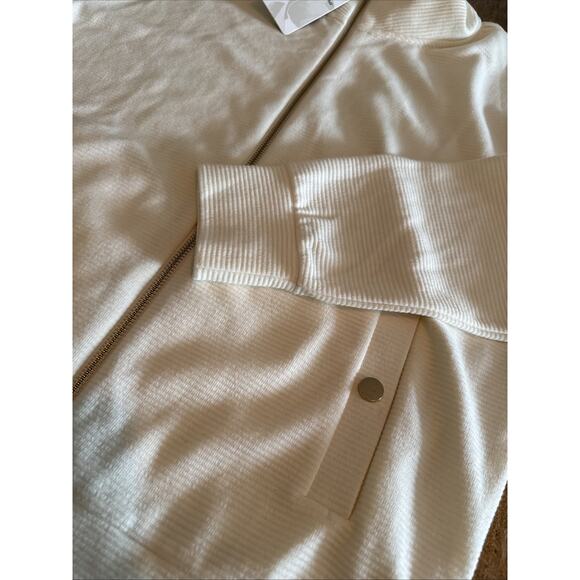 Tommy Bahama Women’s Knit Ottoman Full Zip-Up Jacket Small Cream Gold Accent - Picture 4 of 9